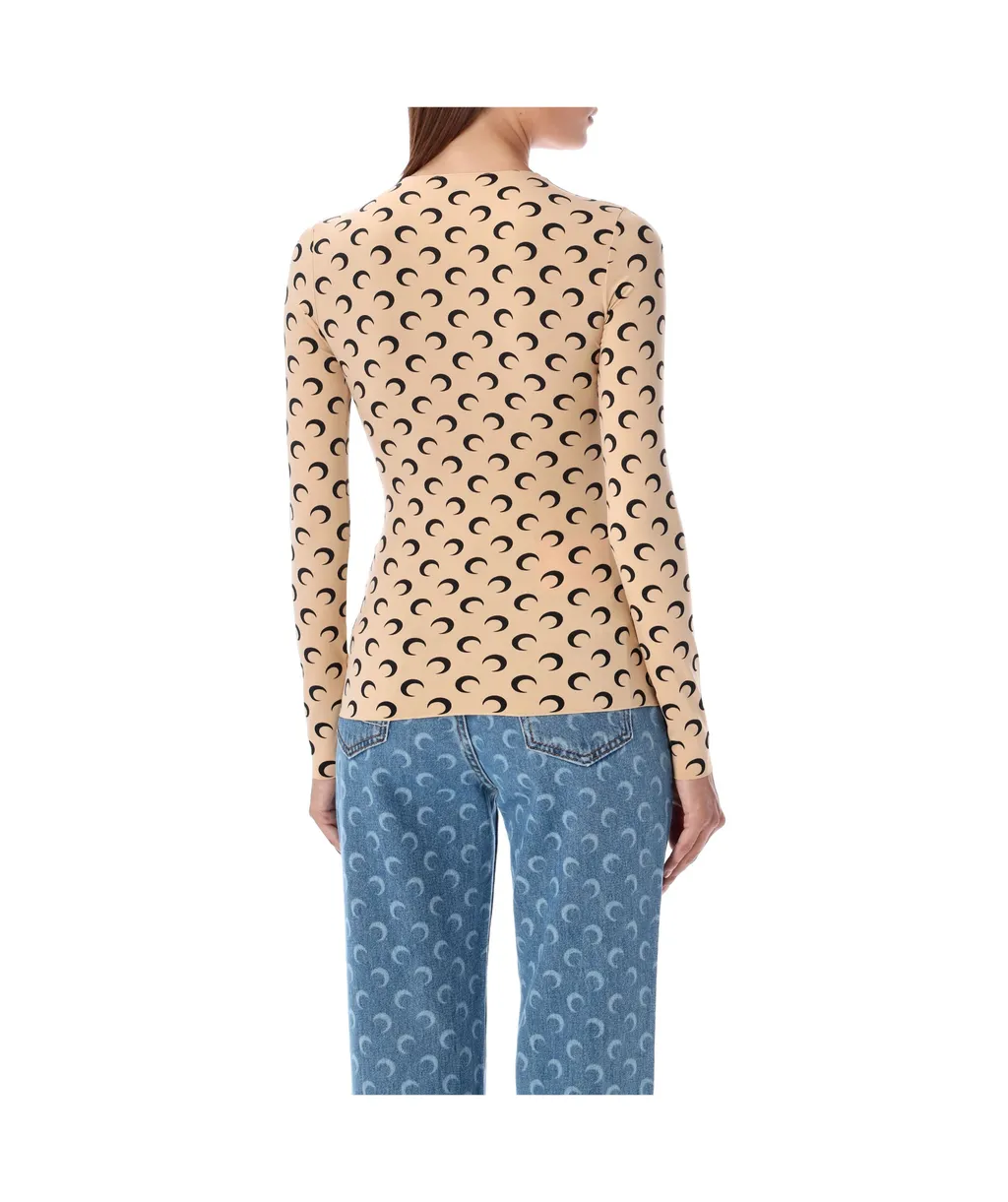 Crescent Print Long-Sleeve Top