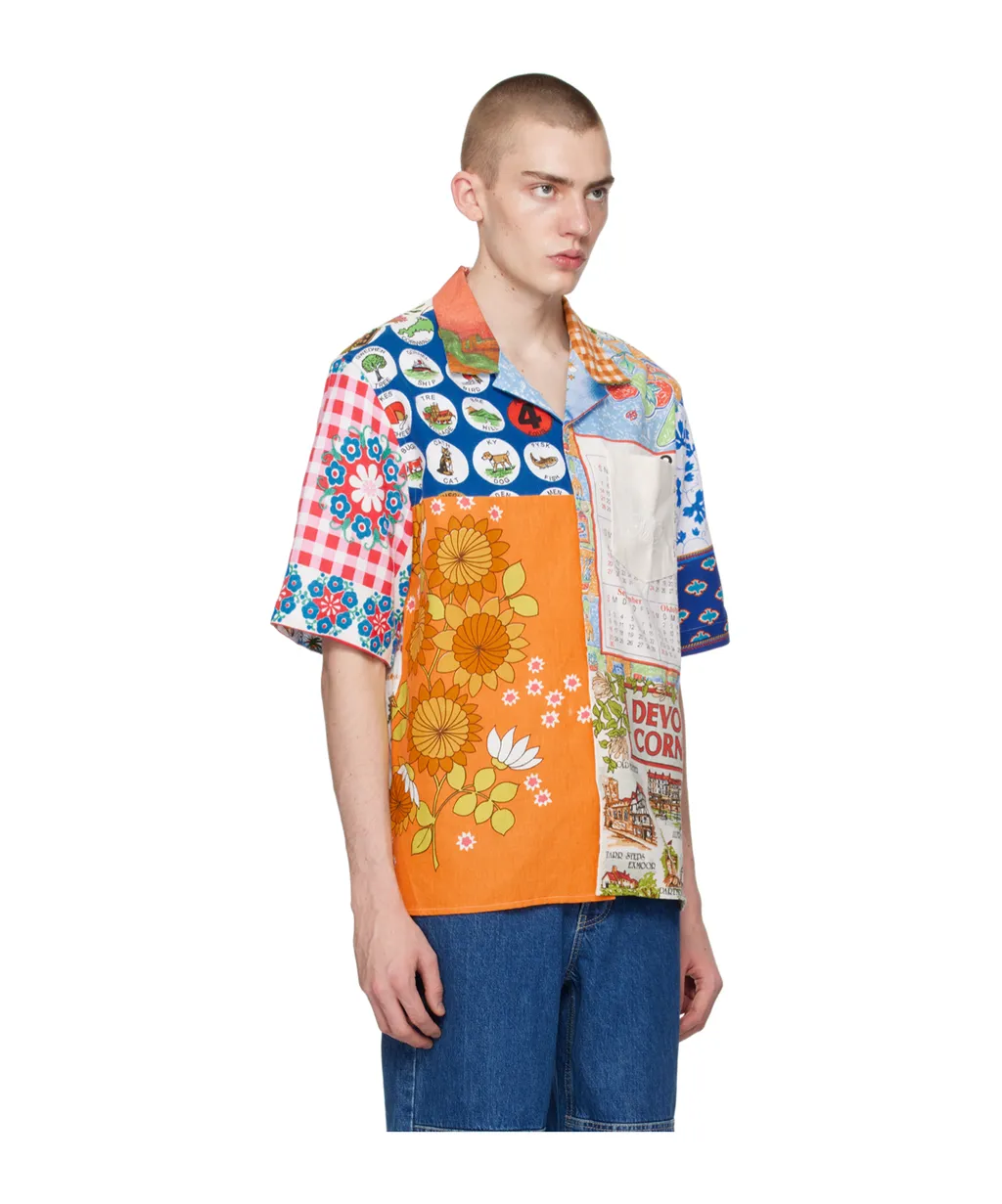 Panelled Floral-Print Cotton Shirt