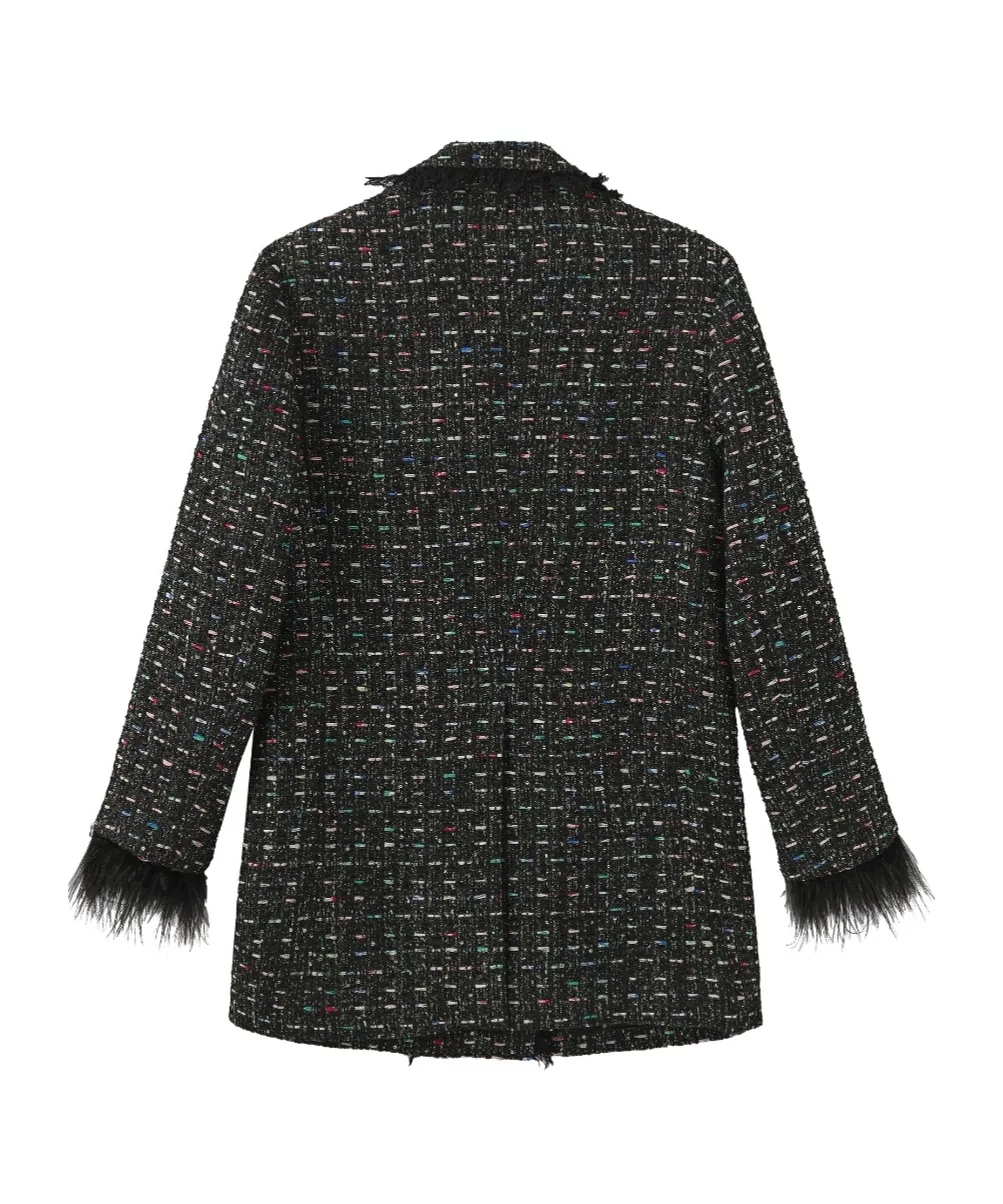 Double-Breasted Jacket With Fur Cuffs