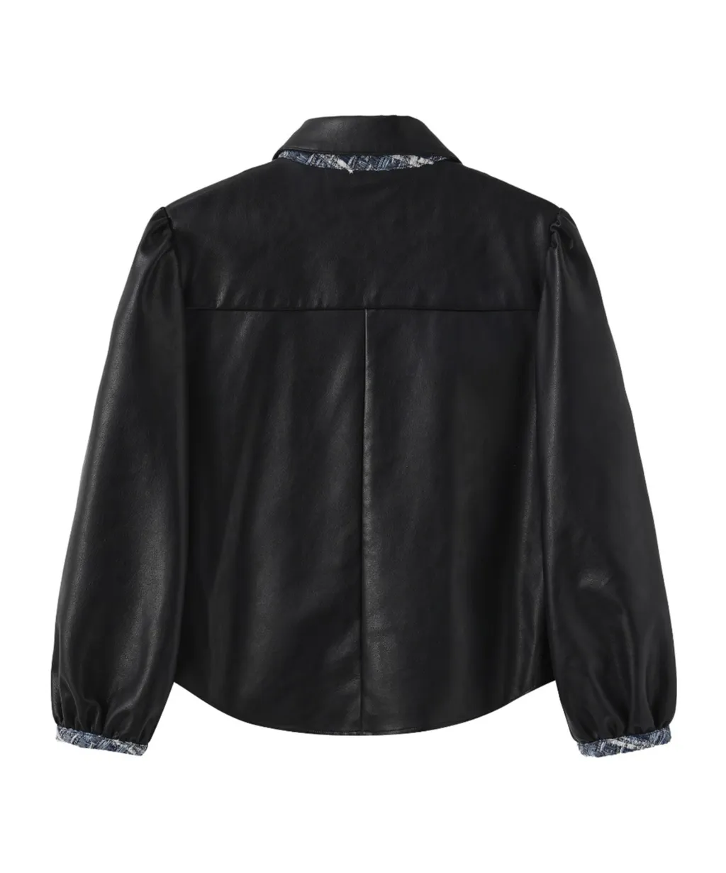 Long-Sleeved Leather Jacket