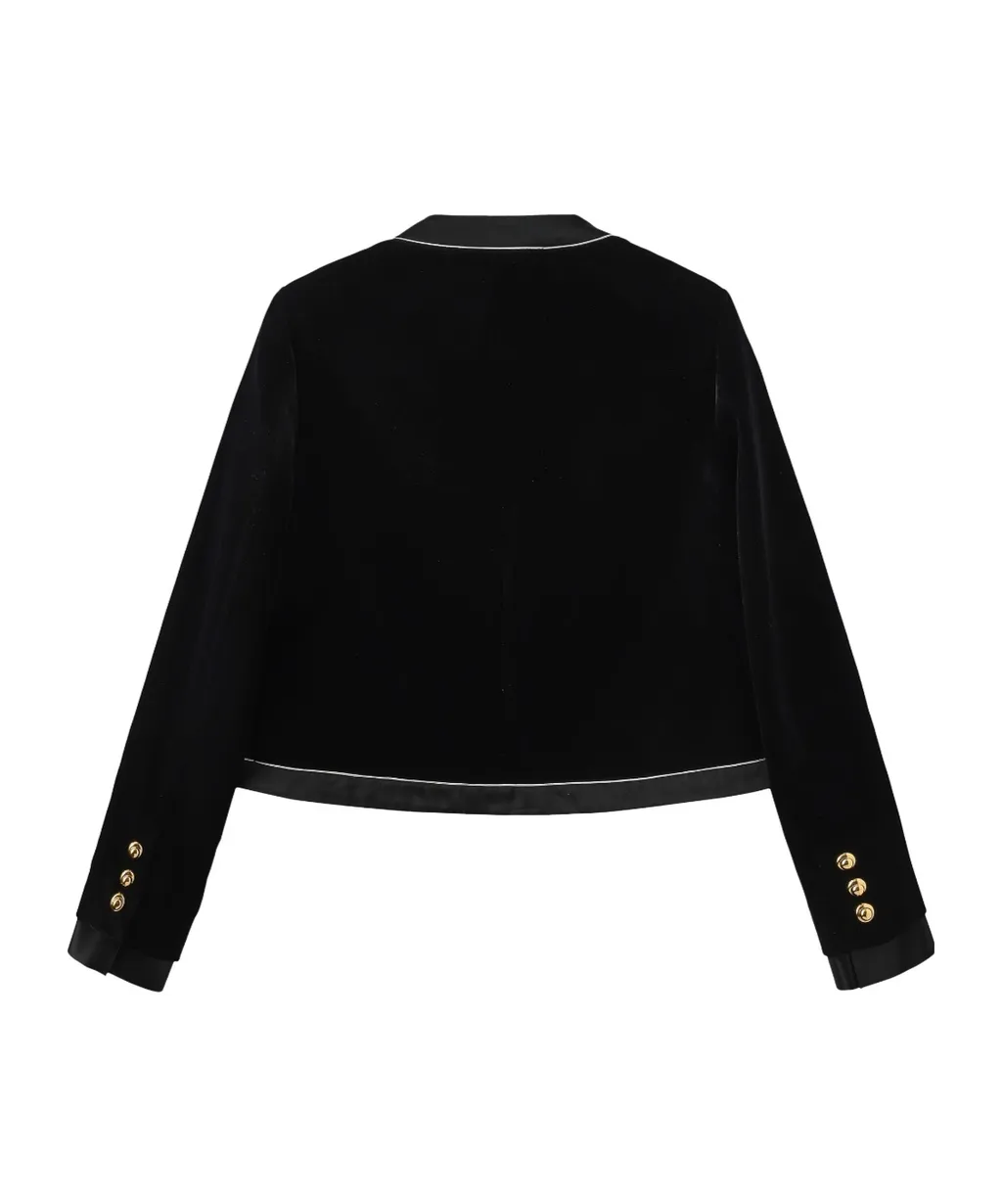 Gold-Buttoned Fragrant Jacket