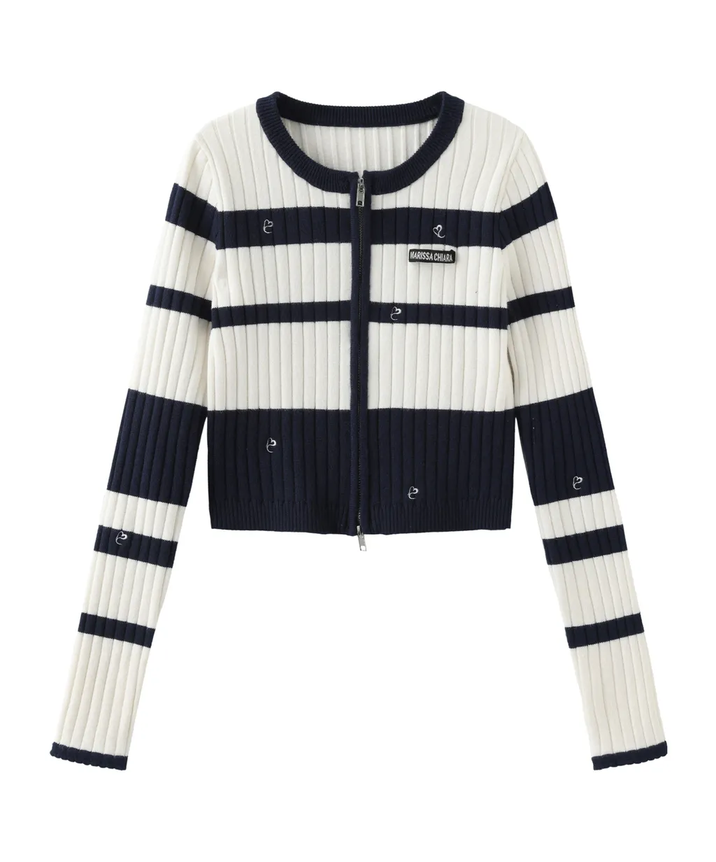 Colorblock Heart Knit Cardigan