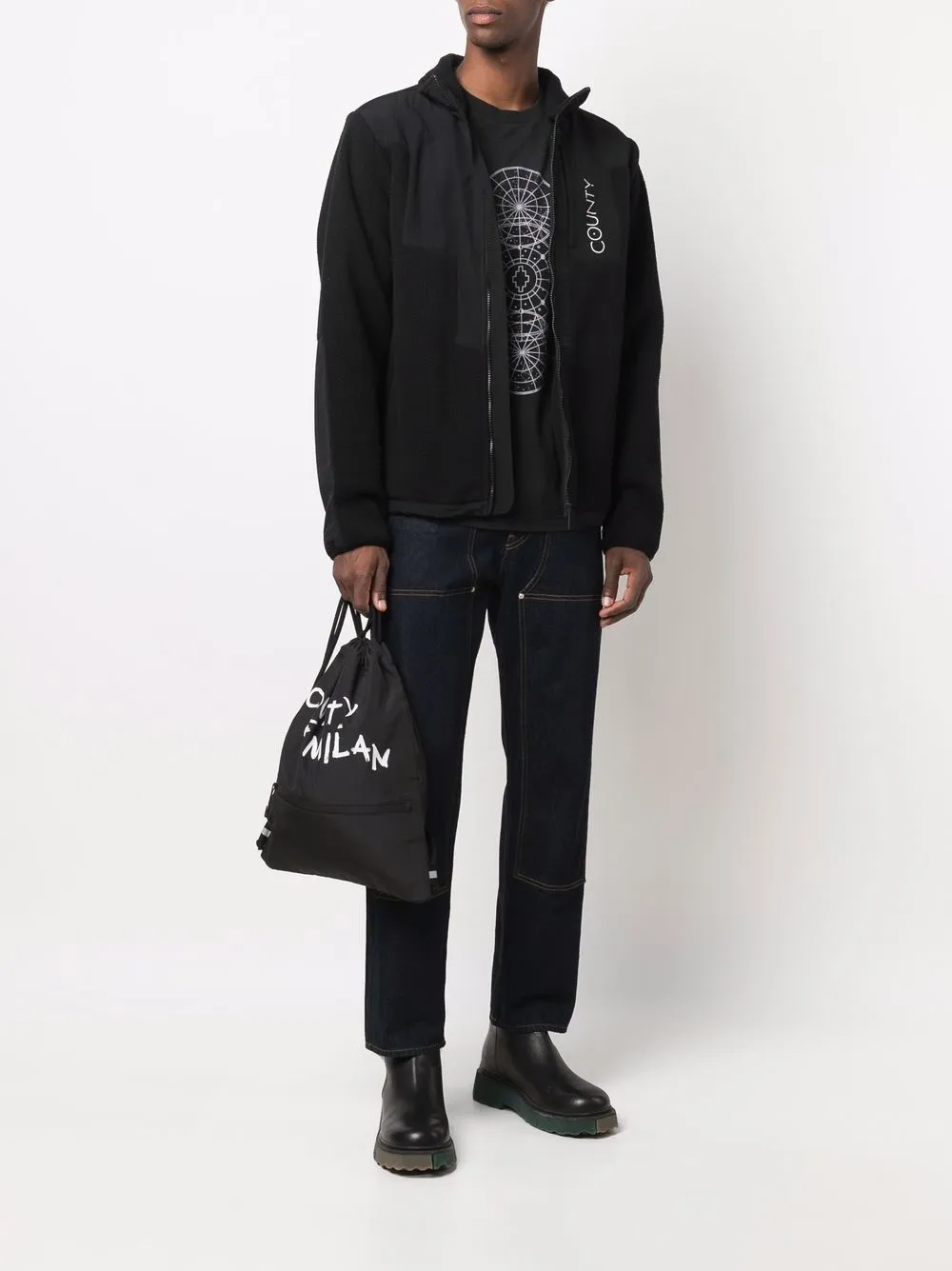 County Of Milan Logo Embroidered Zip-Up Jacket
