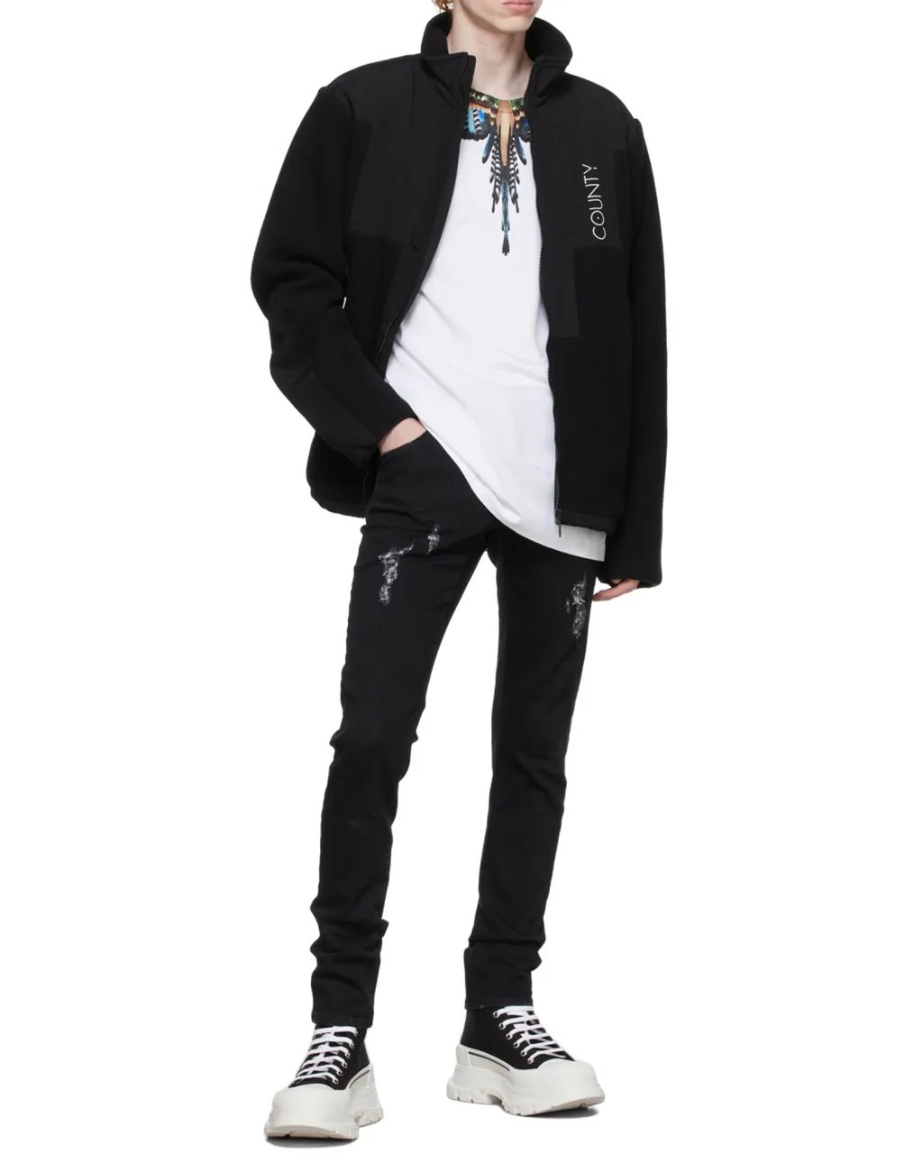 County Of Milan Logo Embroidered Zip-Up Jacket