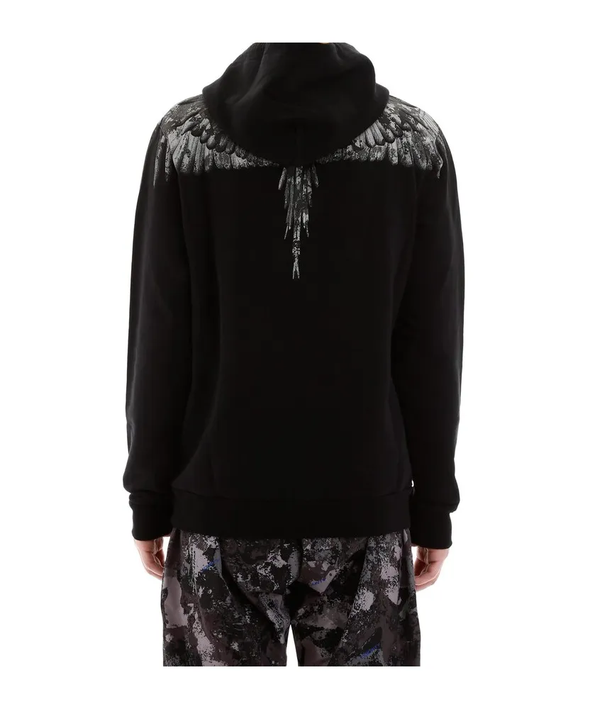 Wing Print Hooded Hoodie