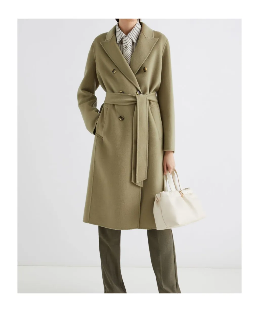 Double-Breasted Pure Wool Coat