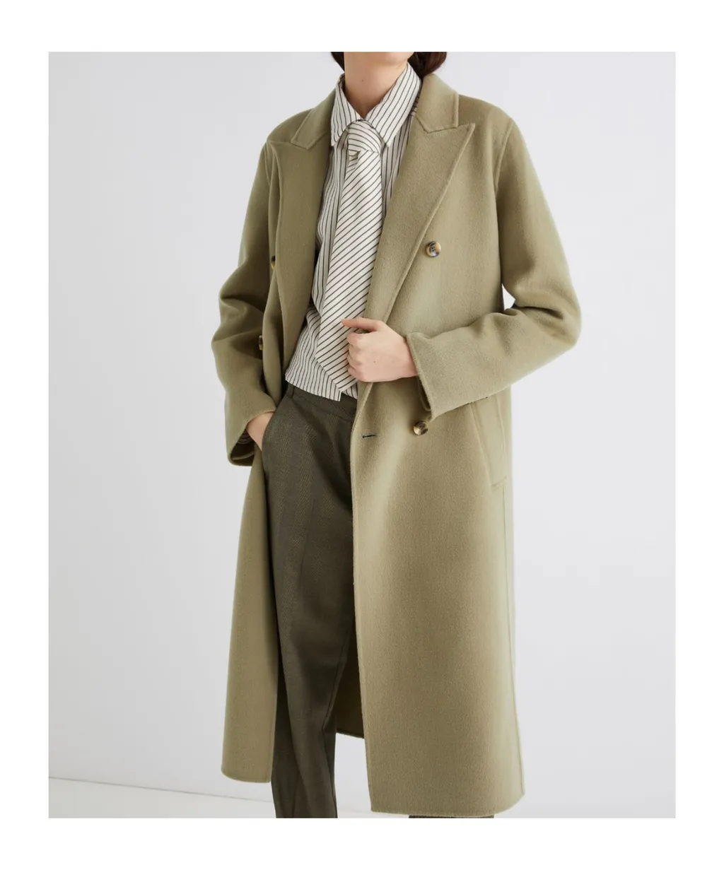 Double-Breasted Pure Wool Coat