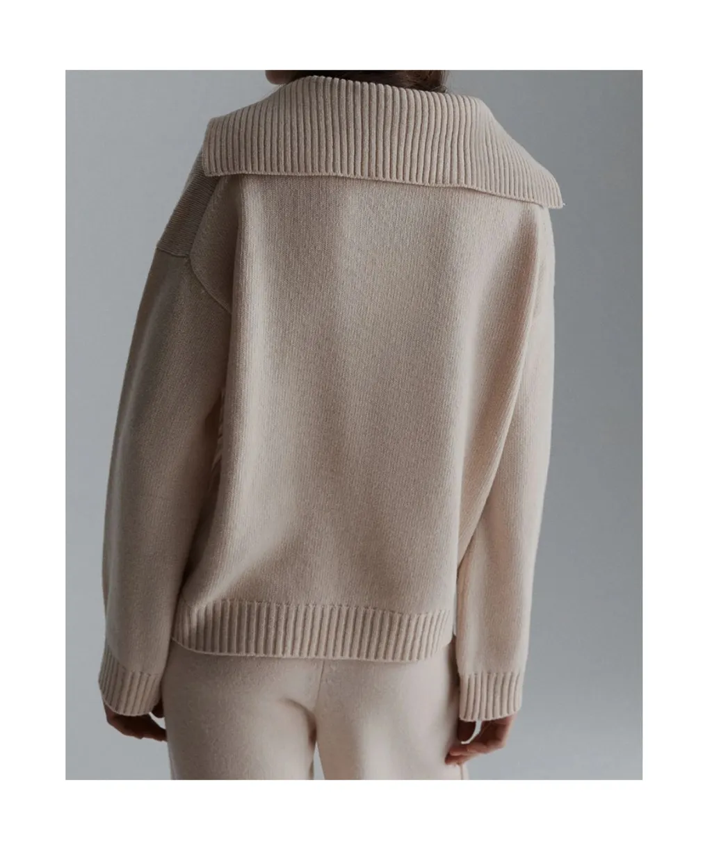 Boxy-Fit Polo-Neck Sweater