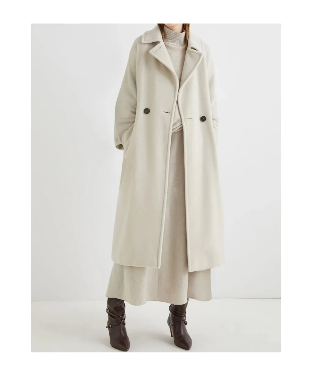 Double-Breasted Beaver Cloth Coat