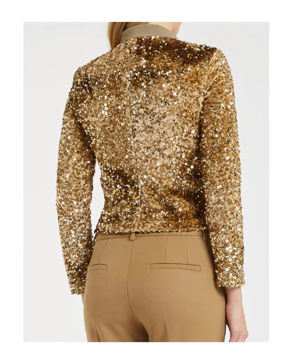 Long-Sleeved Sequined Polo Shirt