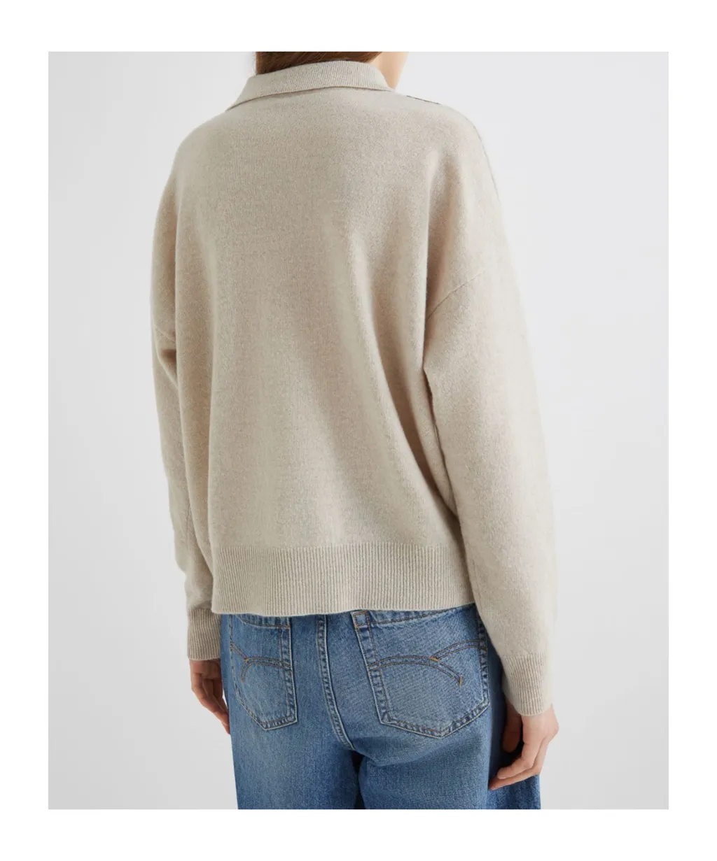 Inlay-Detail Polo-Neck Sweater