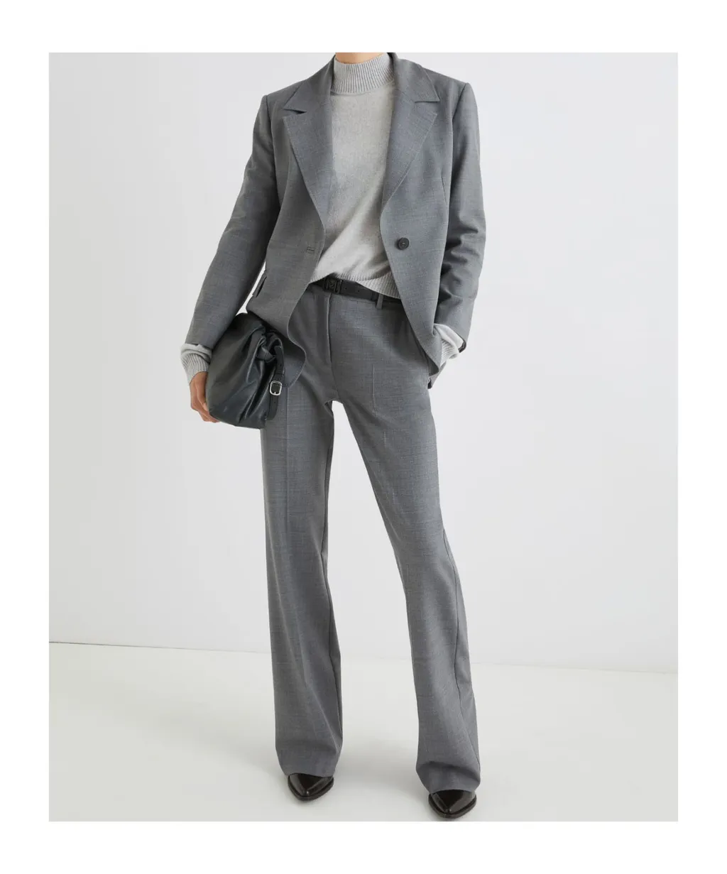 Flared Stretch Wool-Blend Trousers
