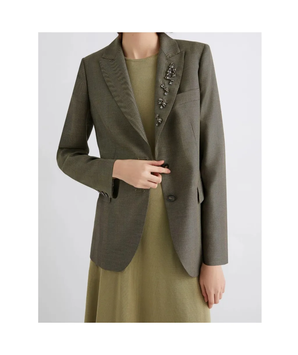 Fluid Twill Jacket With Crystal Detail