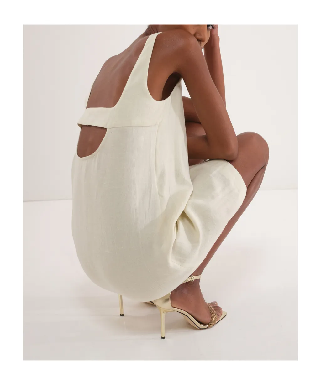 Flared Cotton And Linen Dress