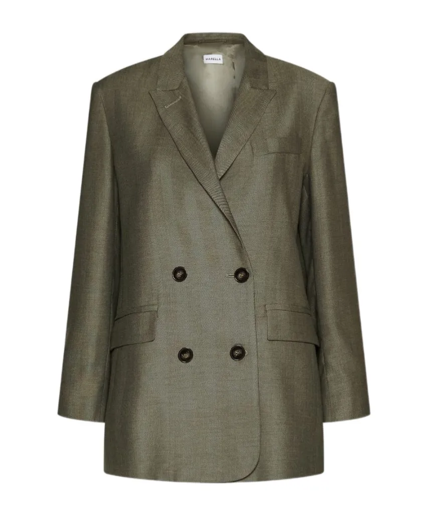 Double-Breasted Fluid Twill Blazer