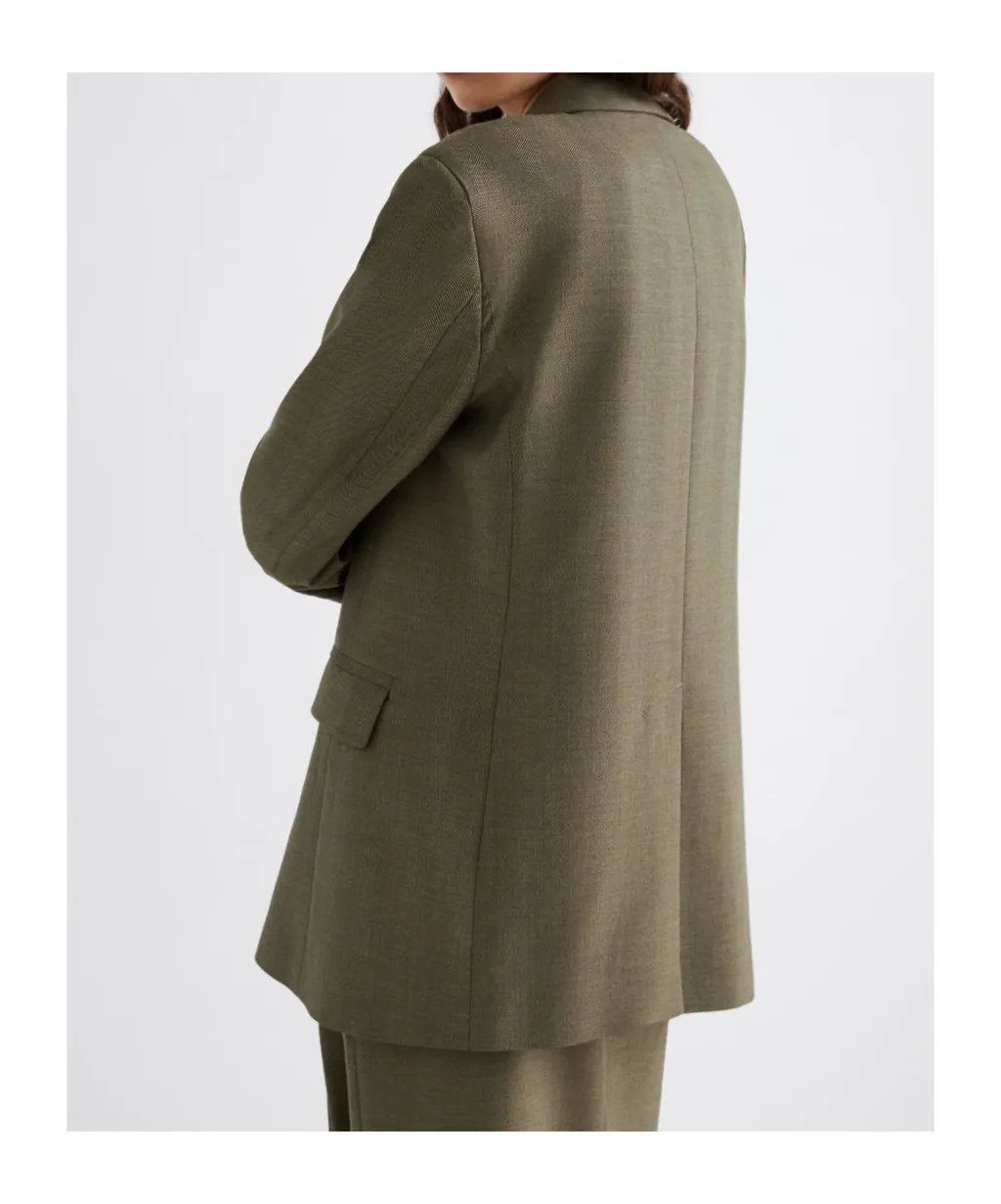 Double-Breasted Fluid Twill Blazer