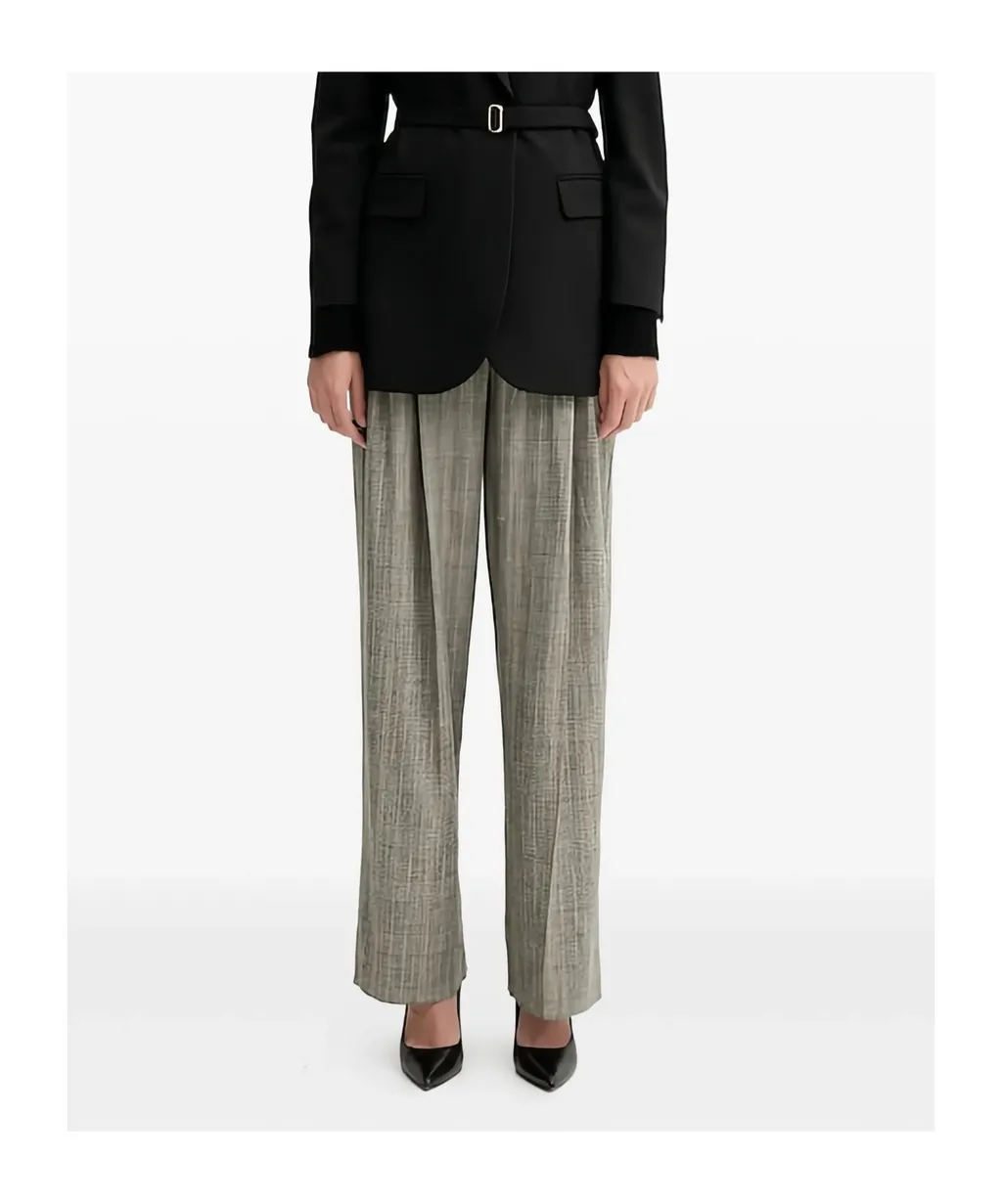 Pleated Check Trousers