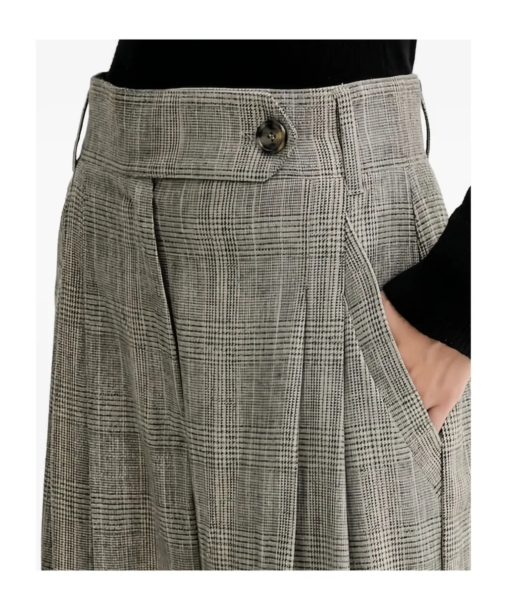 Pleated Check Trousers