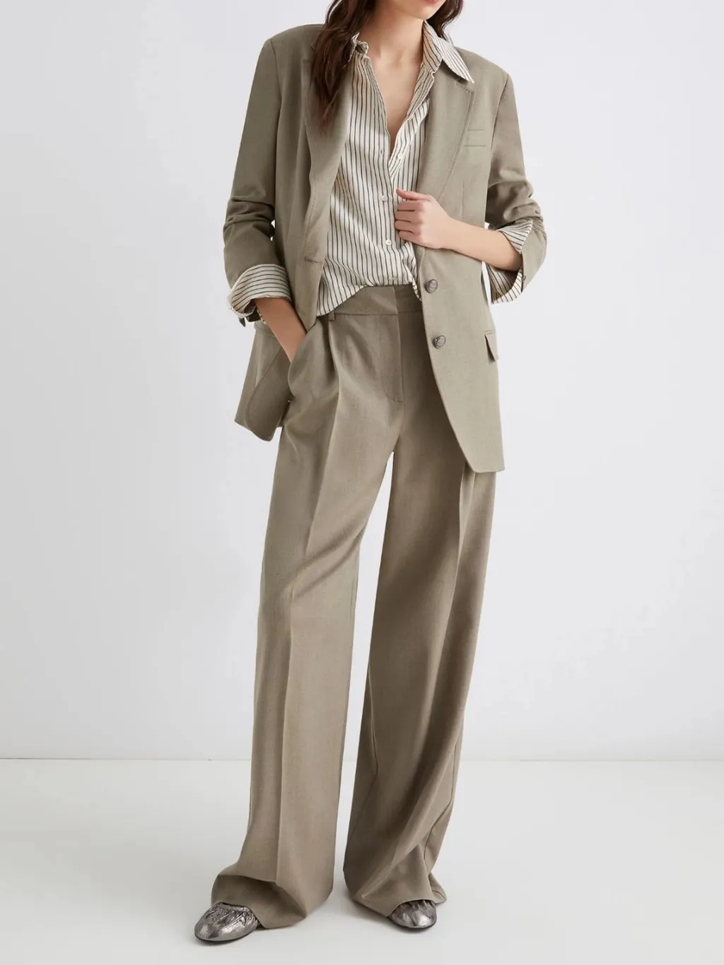 Laurel Wide-Fit Twill Trousers