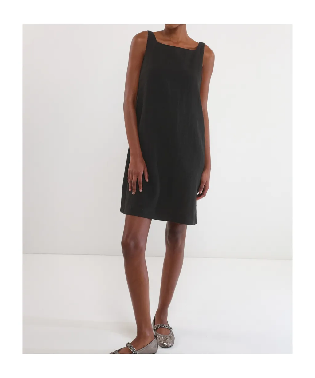 Flared Cotton And Linen Dress