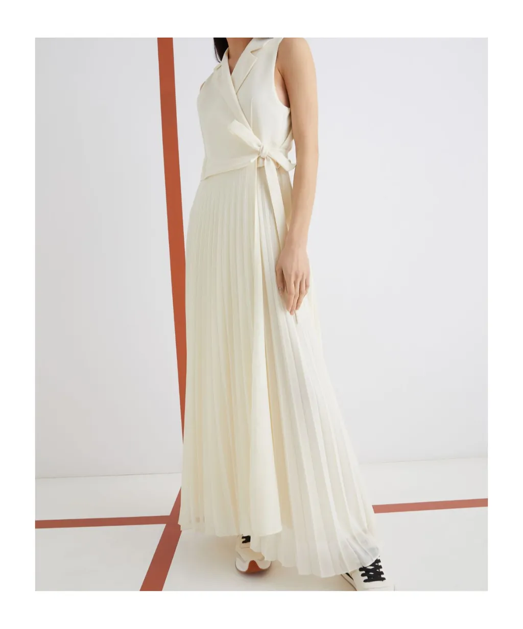 Long Bi-Material Dress