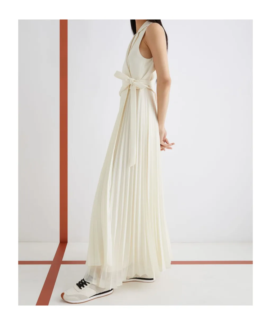 Long Bi-Material Dress