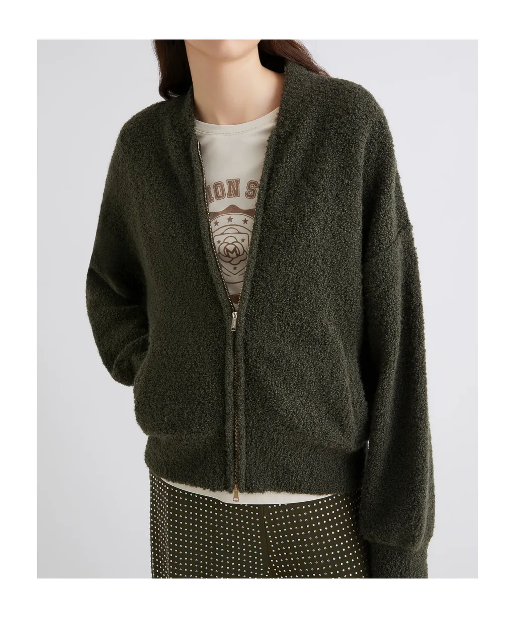 Bouclé Bomber Jacket