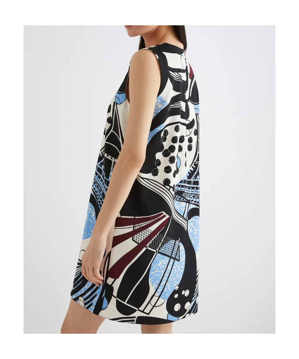 Sleeveless Macro-Print Dress