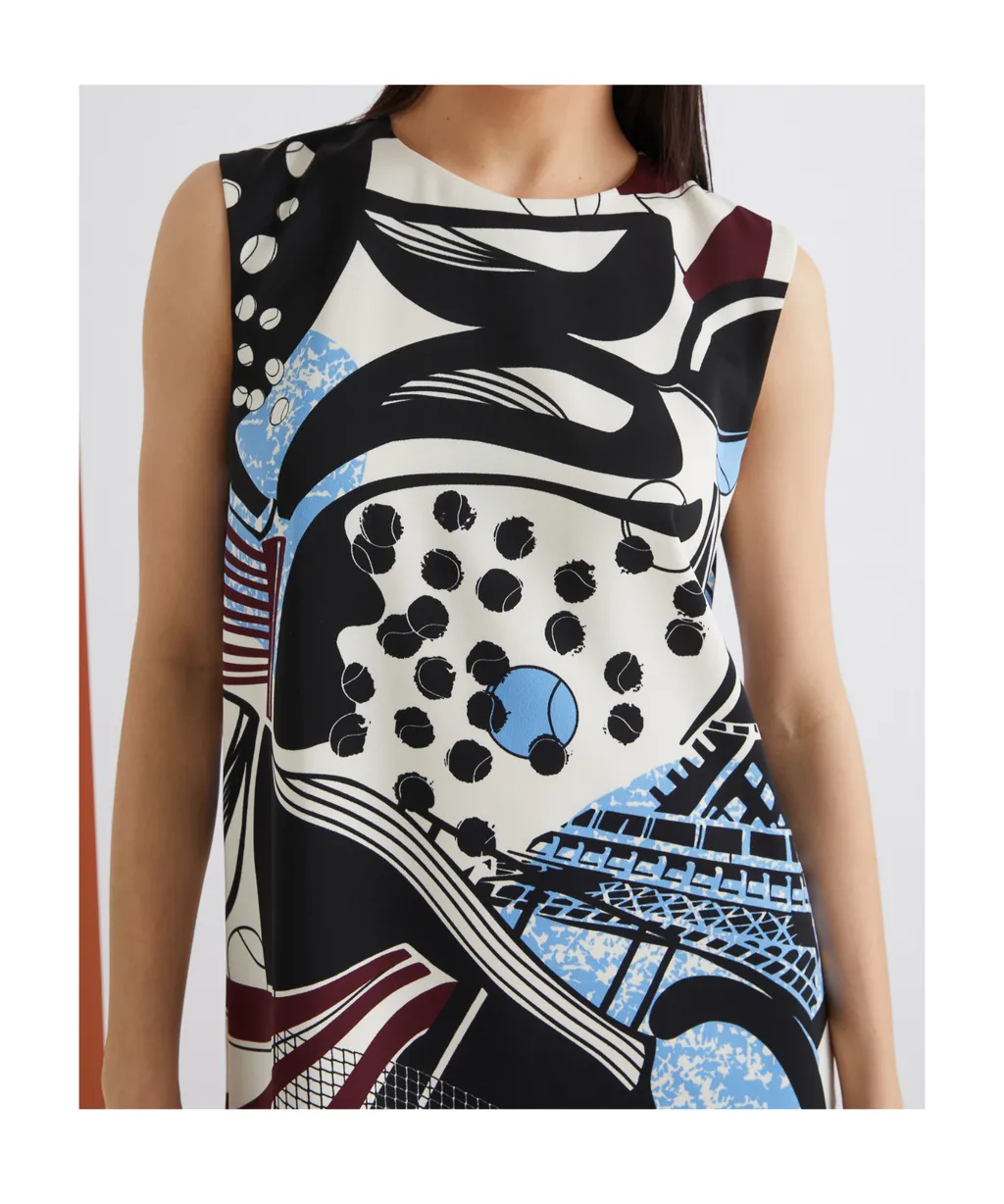 Sleeveless Macro-Print Dress