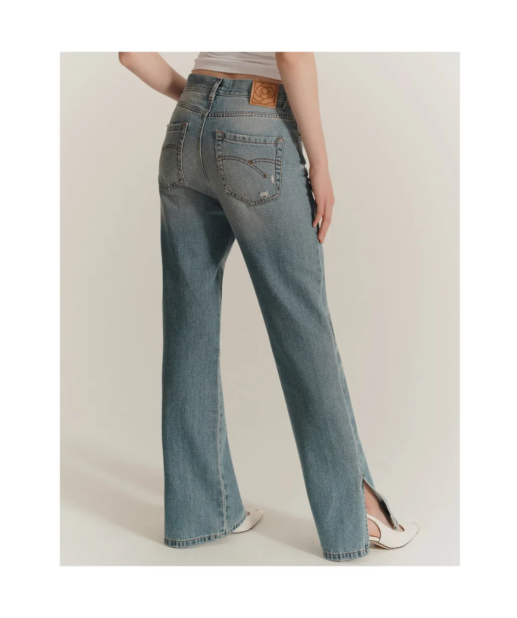 Wide-Leg Cross Denim Jeans