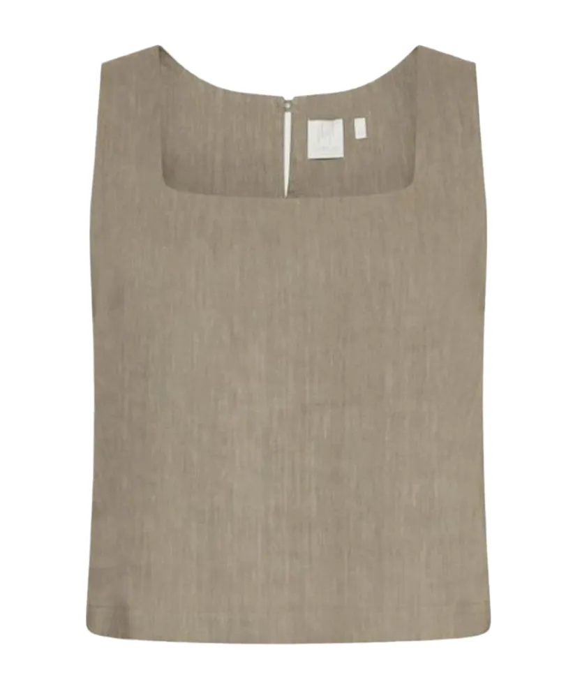 Stretch Viscose And Linen Top