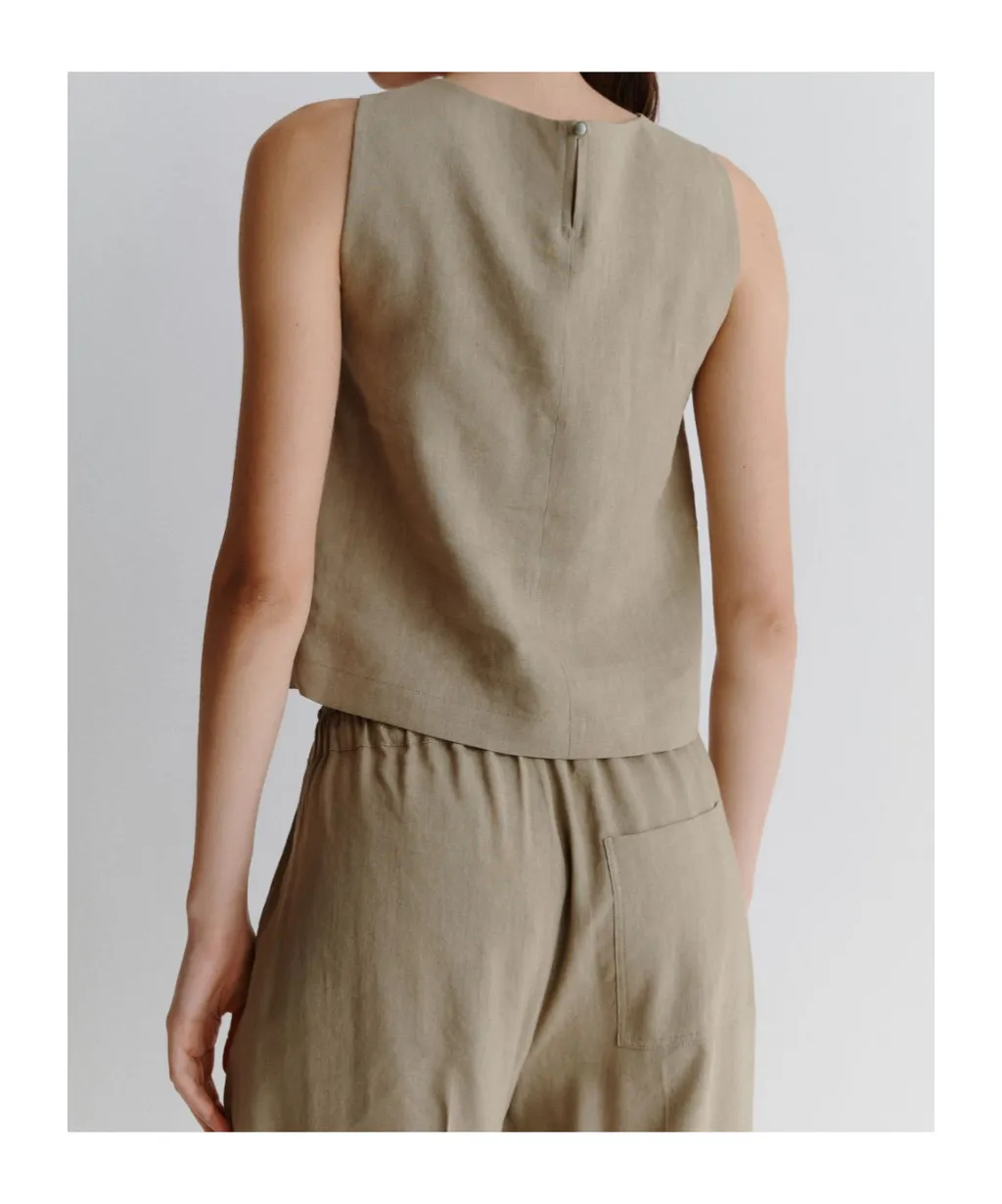 Stretch Viscose And Linen Top