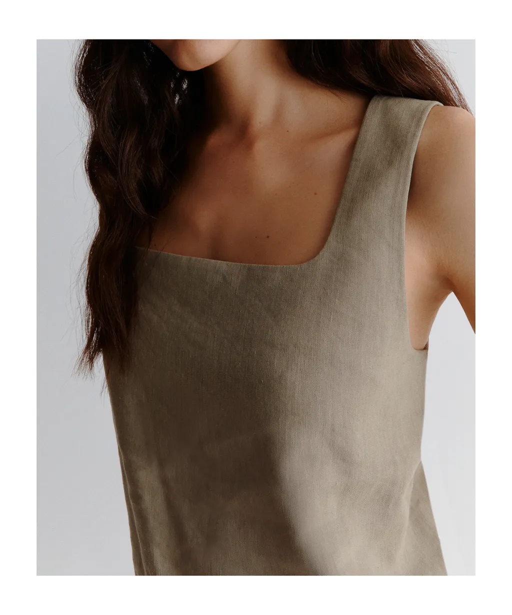 Stretch Viscose And Linen Top