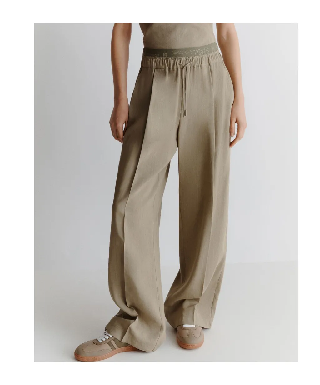 Straight-Fit Stretch Viscose And Linen Trousers