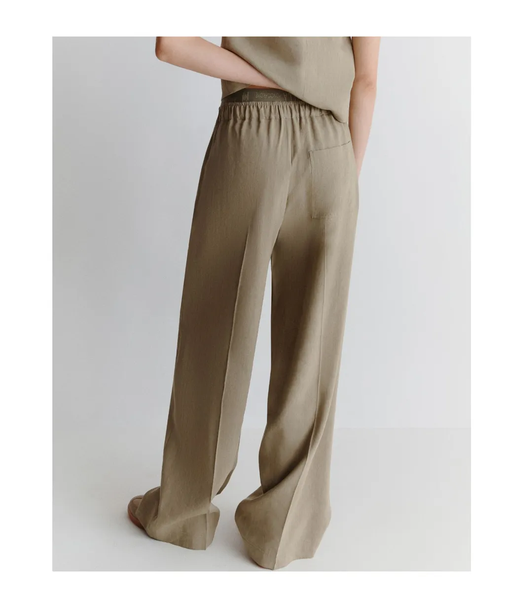 Straight-Fit Stretch Viscose And Linen Trousers