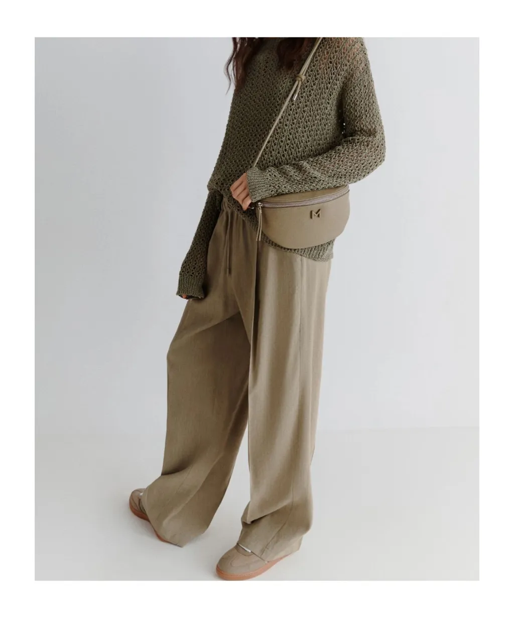 Straight-Fit Stretch Viscose And Linen Trousers