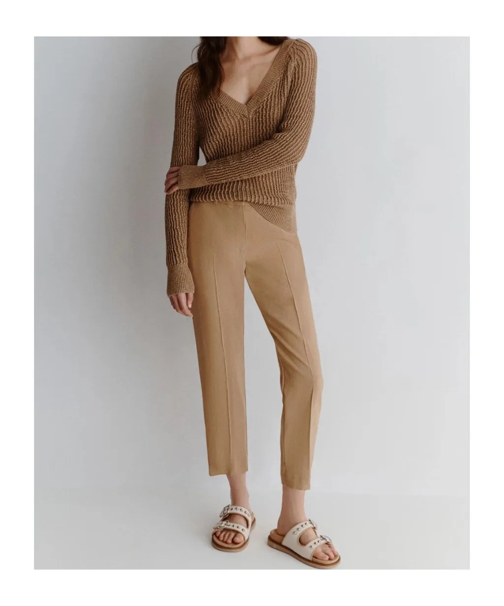 Slim-Fit Stretch Viscose And Linen Trousers