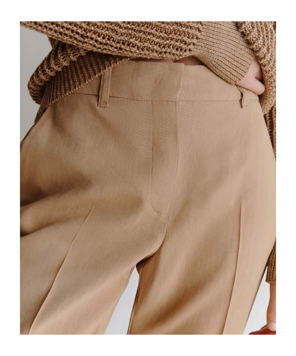 Slim-Fit Stretch Viscose And Linen Trousers