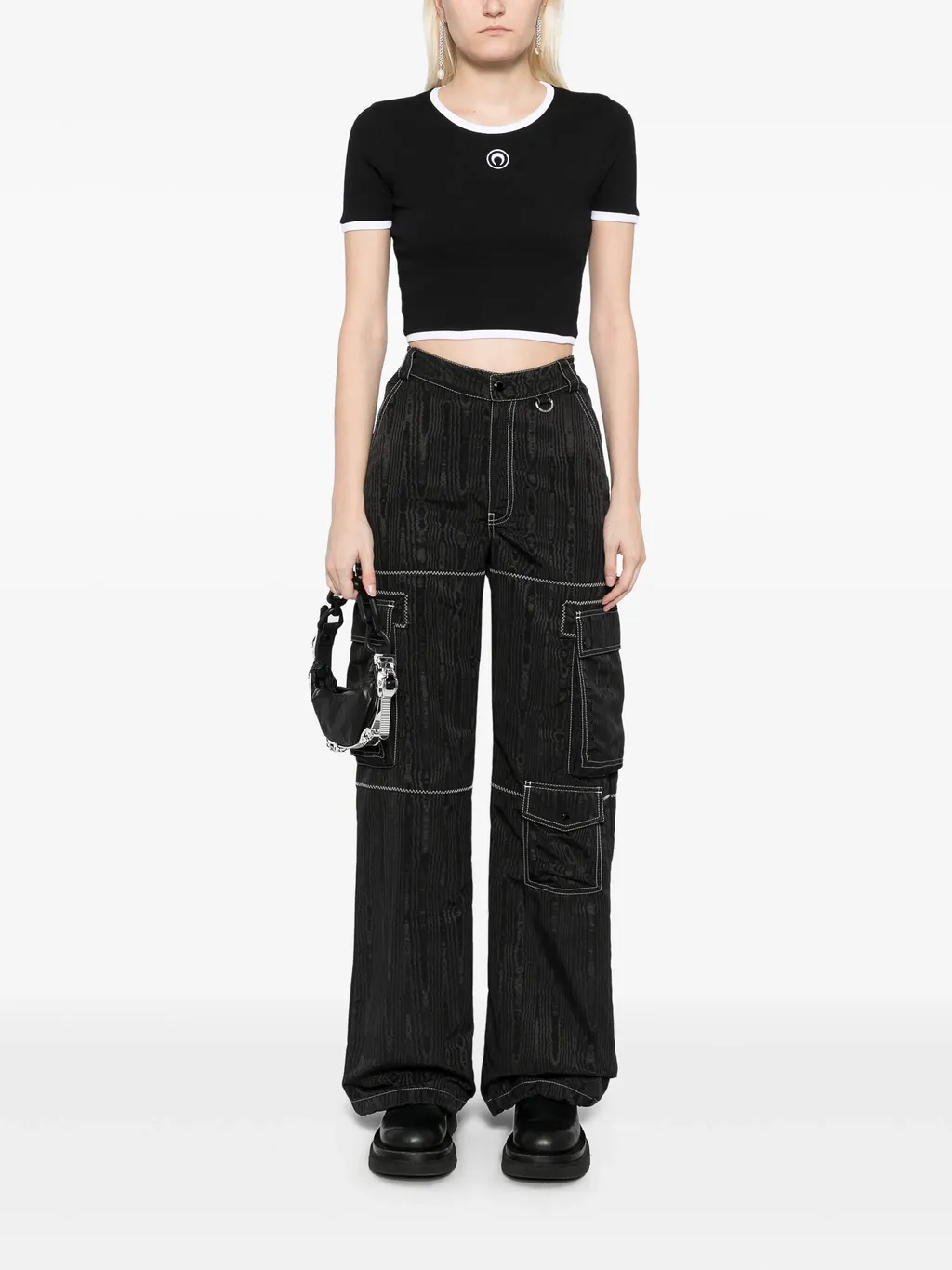 Moon Embroidered Crop Top