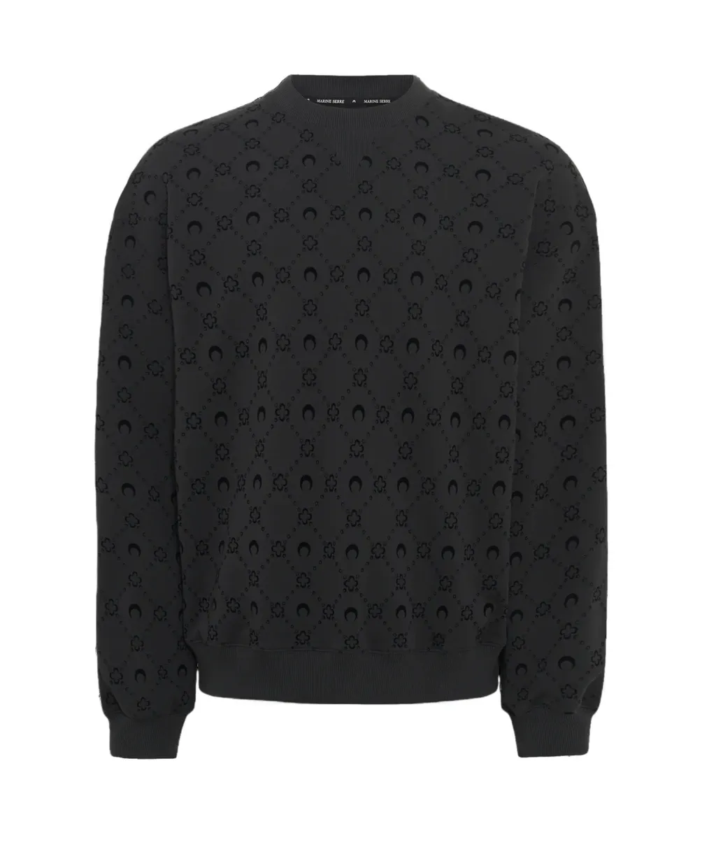 Moonogram Flocked Fleece Relaxed Sweatshirt