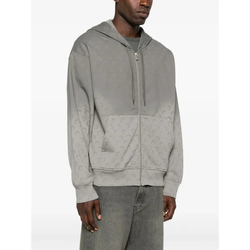 Moon Print Zip-Up Hoodie