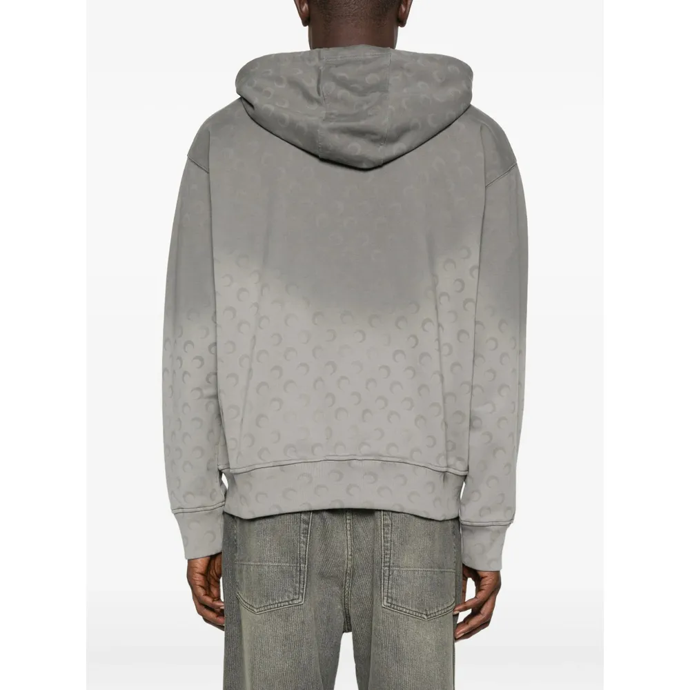 Moon Print Zip-Up Hoodie