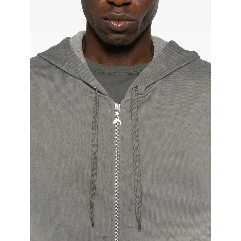 Moon Print Zip-Up Hoodie