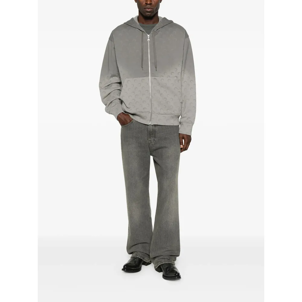 Moon Print Zip-Up Hoodie