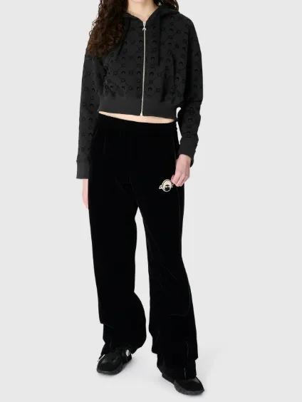 Moonogram Cropped Zipped Hoodie