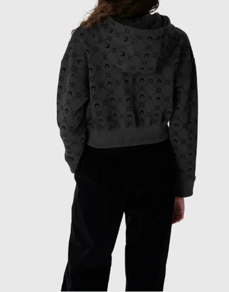 Moonogram Cropped Zipped Hoodie