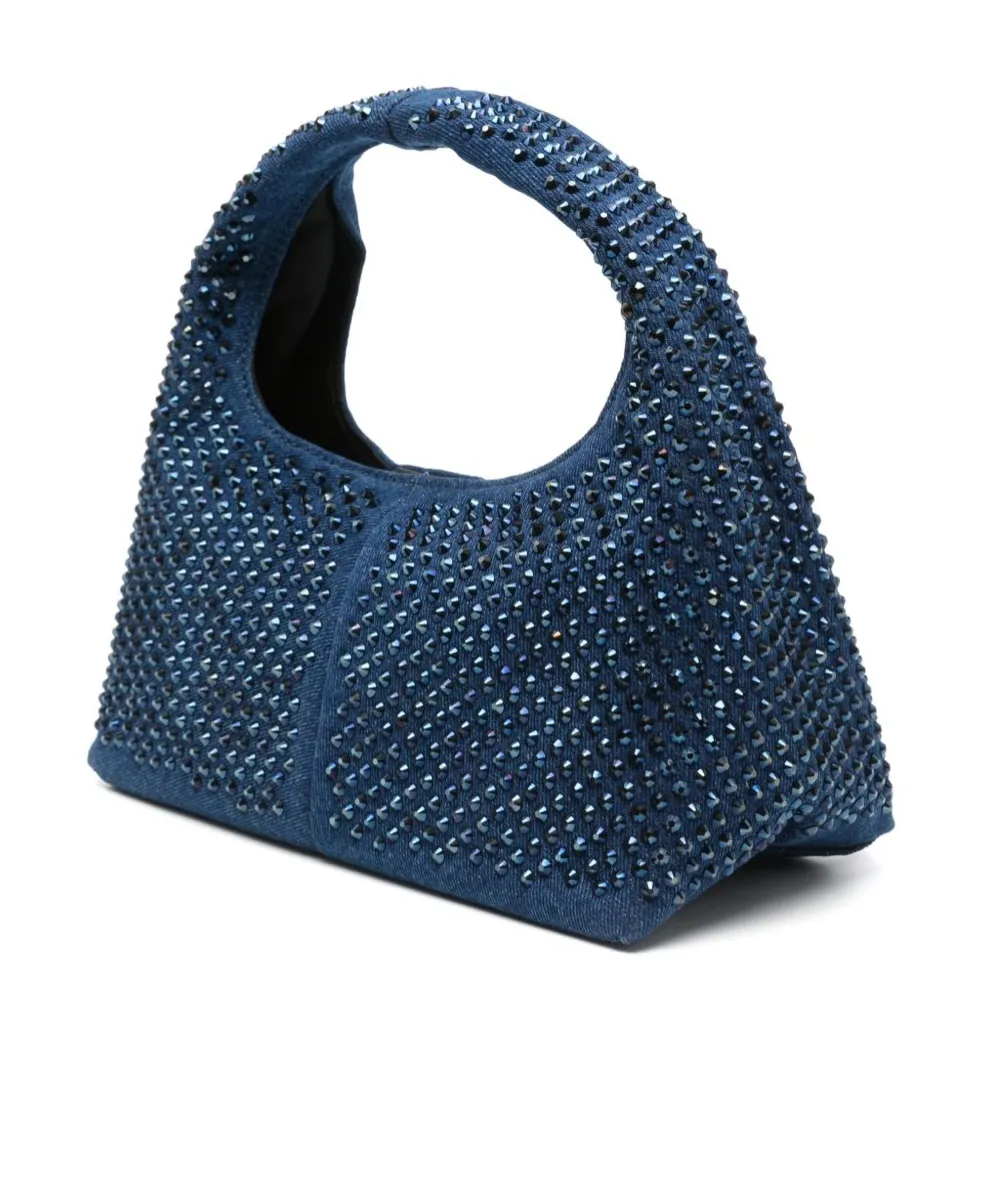Embellished Denim Mini Sack Bag