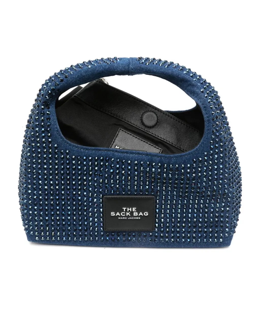 Embellished Denim Mini Sack Bag