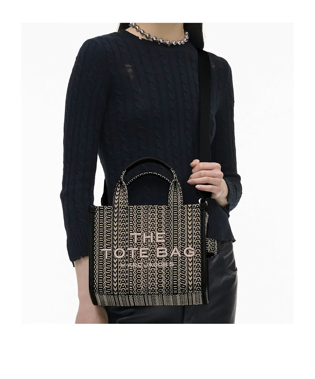 Monogram Jacquard Logo Detailed Small Tote Bag