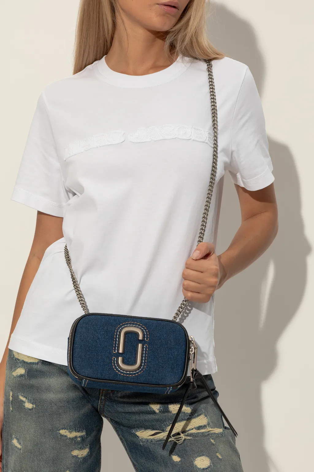 The Denim Chain Snapshot Crossbody Bag